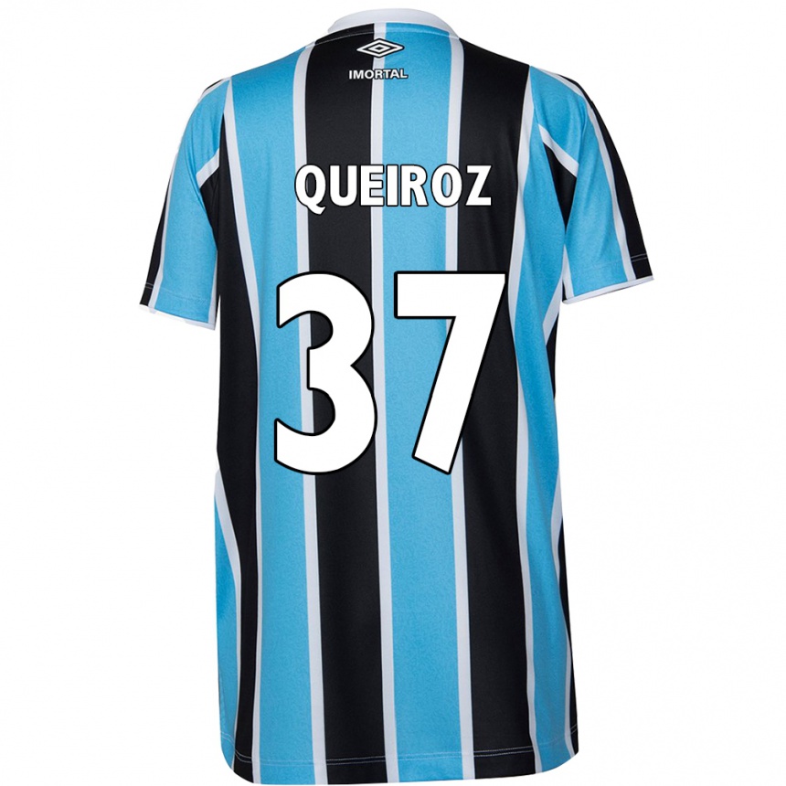 Niño Fútbol Camiseta Du Queiroz #37 Azul Negro Blanco 1ª Equipación 2024/25 México