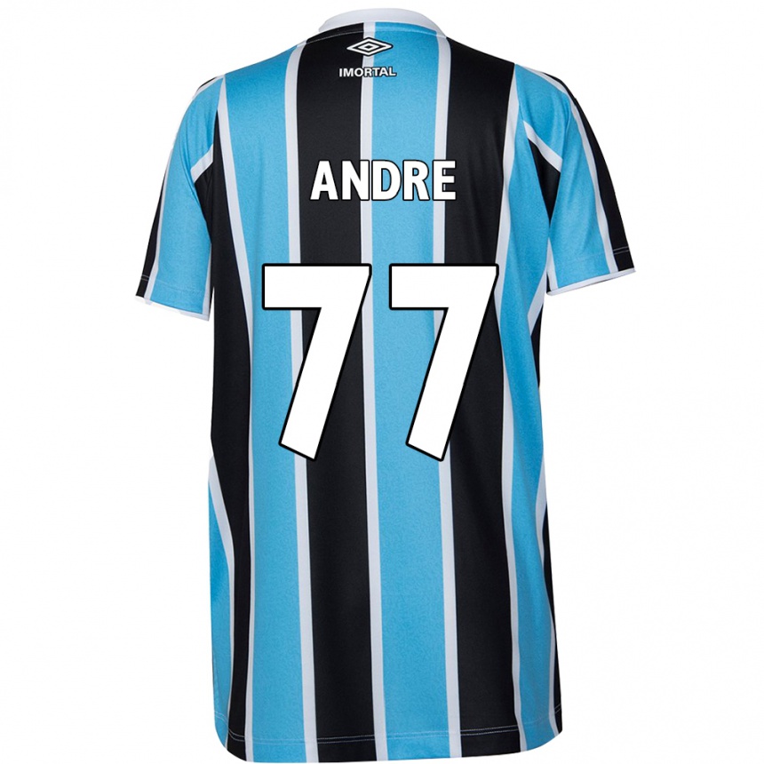 Niño Fútbol Camiseta André #77 Azul Negro Blanco 1ª Equipación 2024/25 México