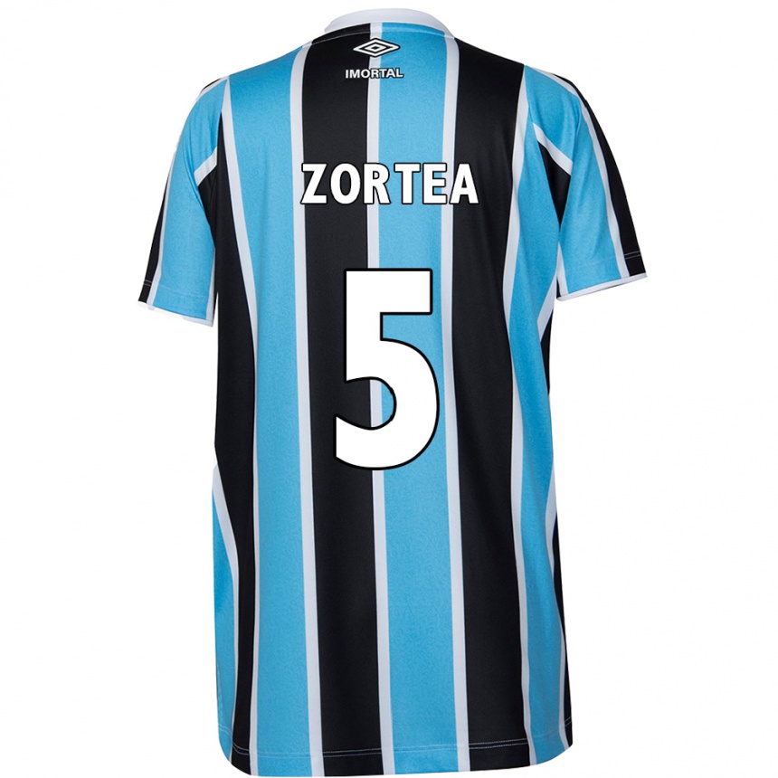 Niño Fútbol Camiseta Bernardo Zortea #5 Azul Negro Blanco 1ª Equipación 2024/25 México