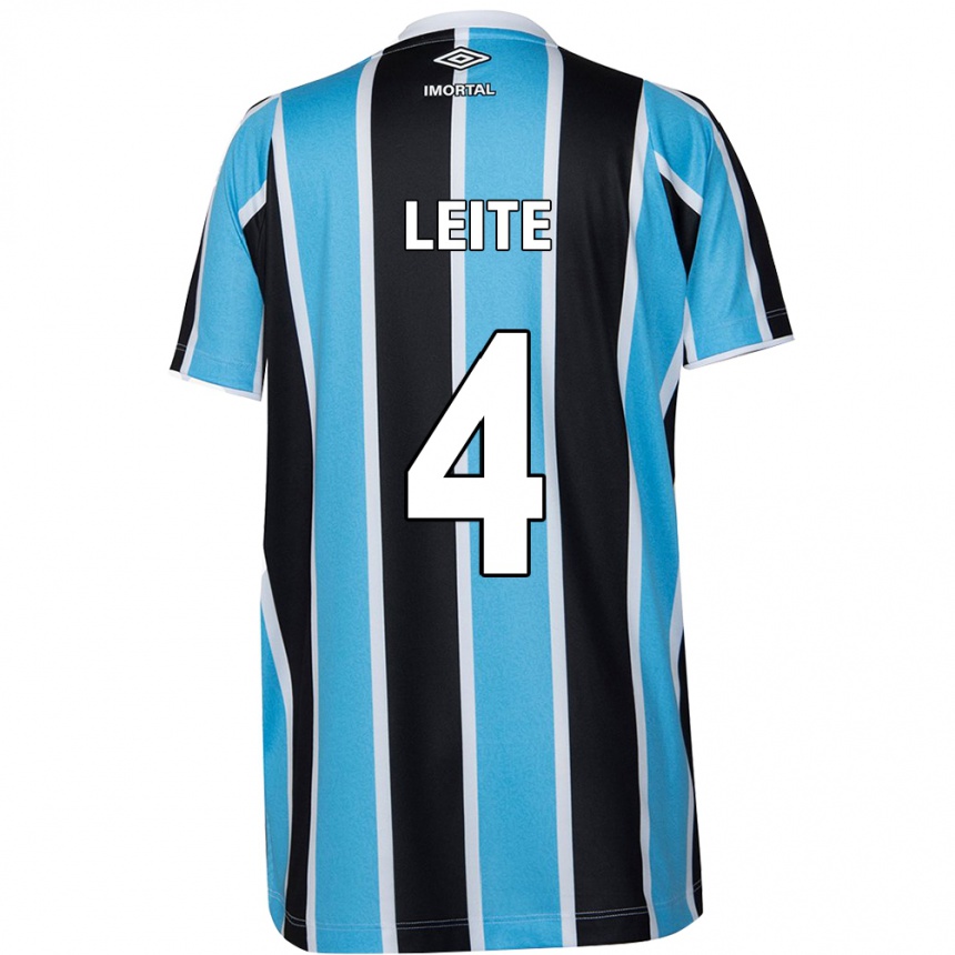 Niño Fútbol Camiseta Paulo Henrique Leite #4 Azul Negro Blanco 1ª Equipación 2024/25 México