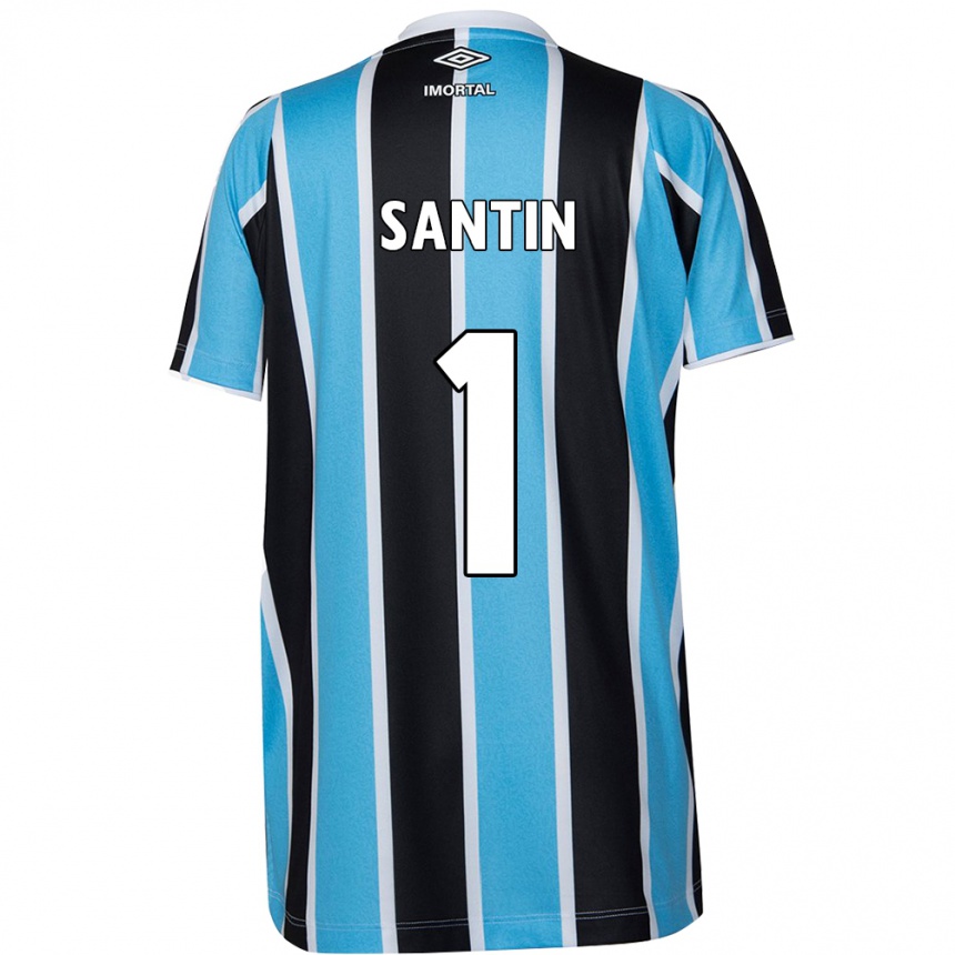 Niño Fútbol Camiseta Duda Santin #1 Azul Negro Blanco 1ª Equipación 2024/25 México