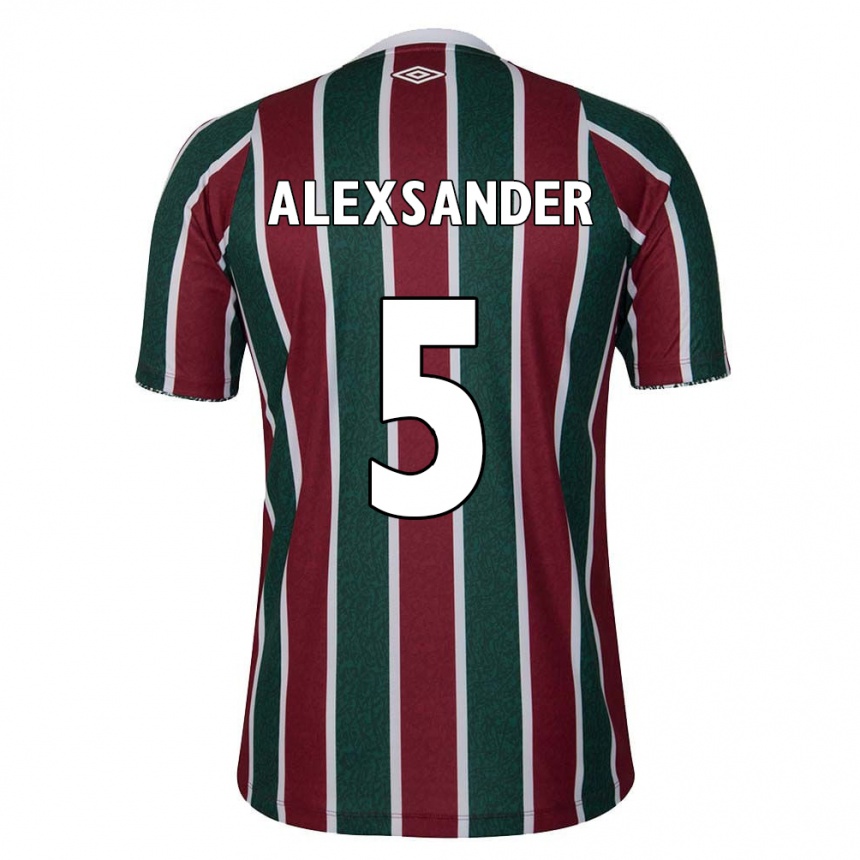 Niño Fútbol Camiseta Alexsander #5 Verde Granate Blanco 1ª Equipación 2024/25 México