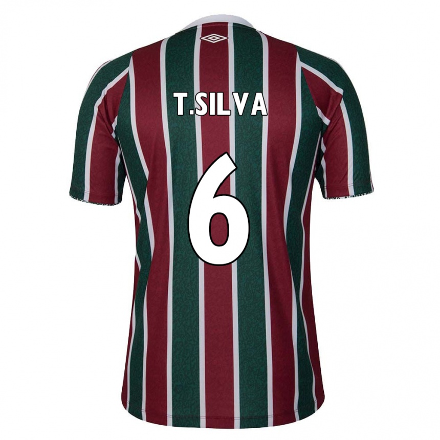 Niño Fútbol Camiseta Thiago Silva #6 Verde Granate Blanco 1ª Equipación 2024/25 México