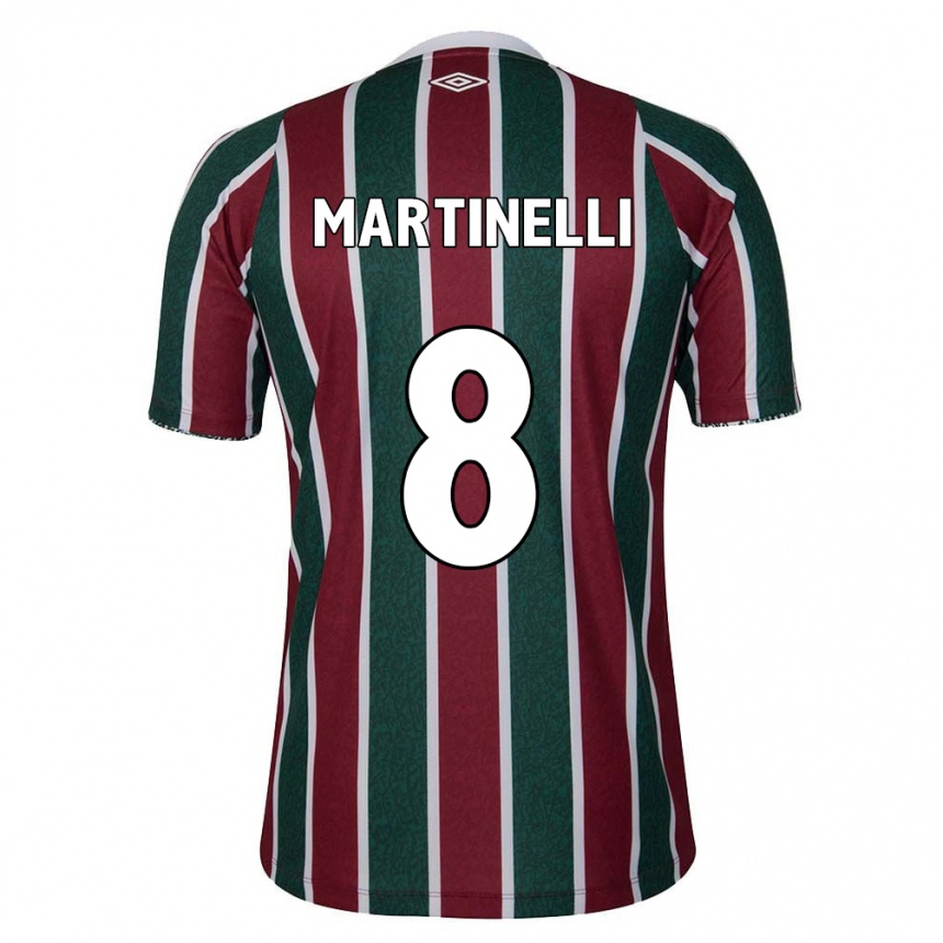 Niño Fútbol Camiseta Martinelli #8 Verde Granate Blanco 1ª Equipación 2024/25 México