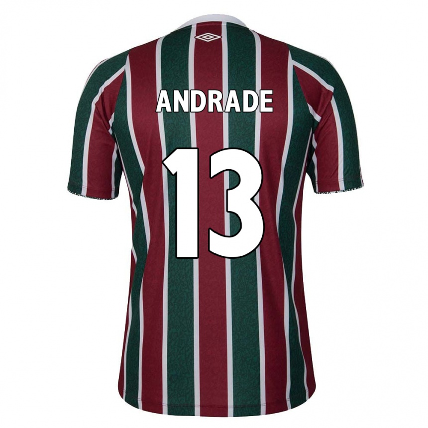 Niño Fútbol Camiseta Felipe Andrade #13 Verde Granate Blanco 1ª Equipación 2024/25 México