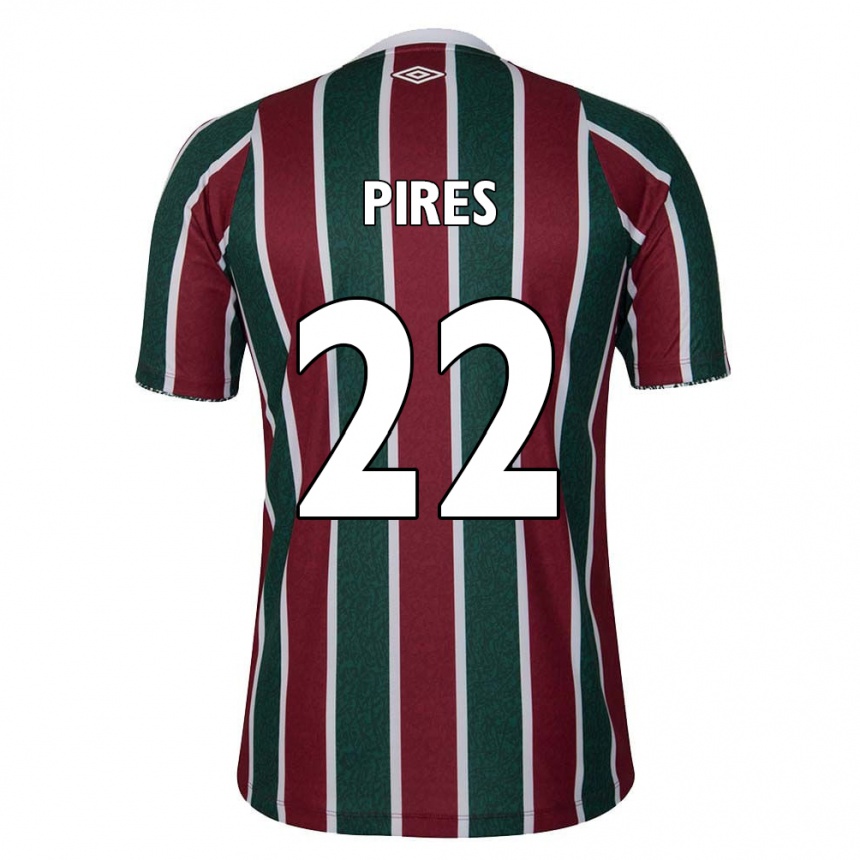 Niño Fútbol Camiseta Gabriel Pires #22 Verde Granate Blanco 1ª Equipación 2024/25 México