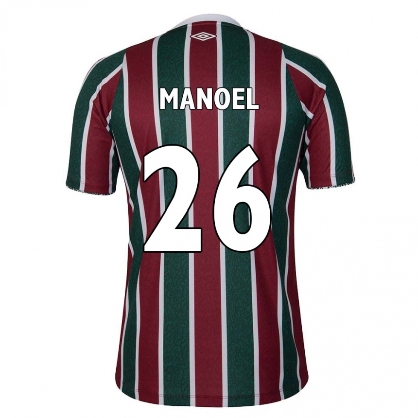 Niño Fútbol Camiseta Manoel #26 Verde Granate Blanco 1ª Equipación 2024/25 México