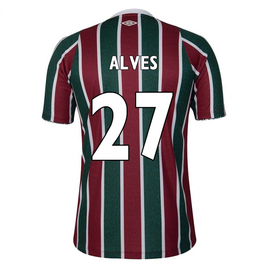 Niño Fútbol Camiseta Felipe Alves #27 Verde Granate Blanco 1ª Equipación 2024/25 México