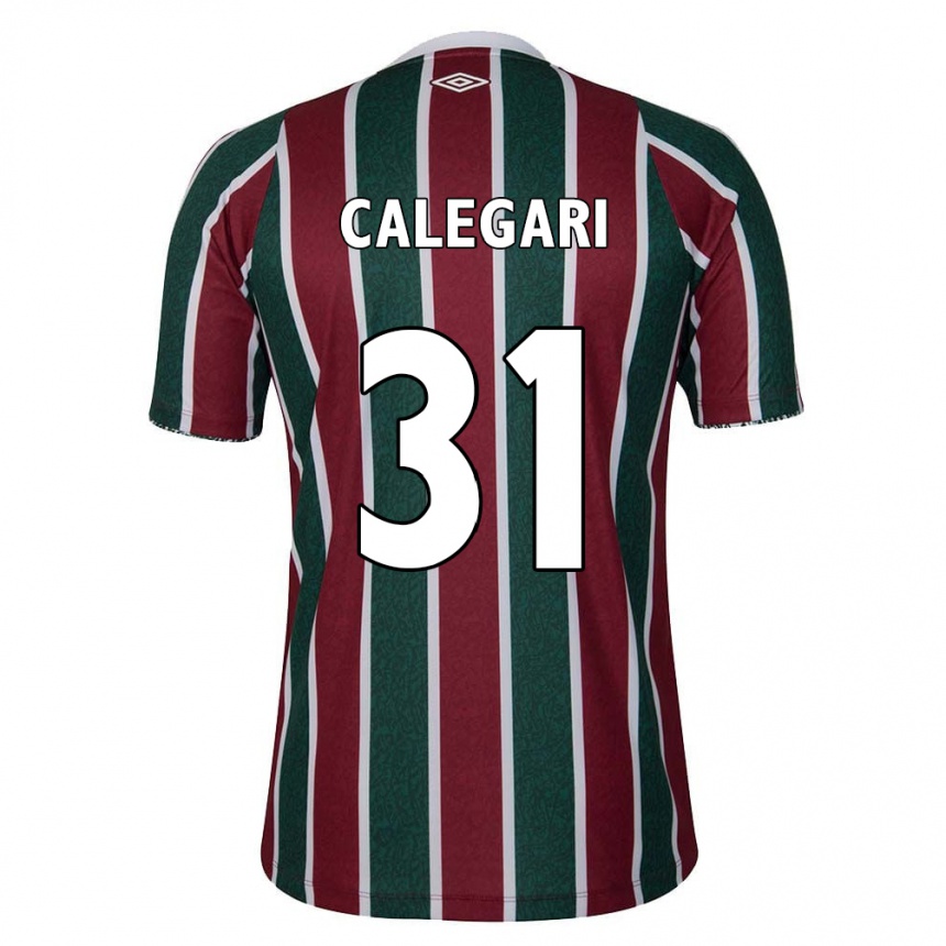 Niño Fútbol Camiseta Calegari #31 Verde Granate Blanco 1ª Equipación 2024/25 México