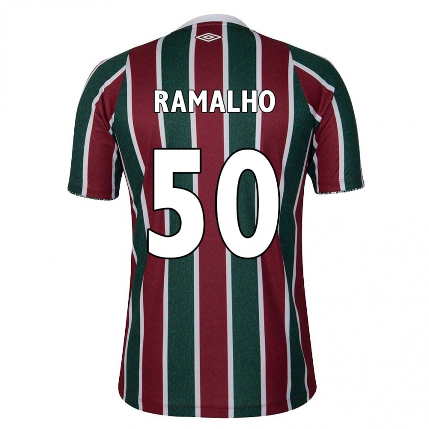 Niño Fútbol Camiseta Gustavo Ramalho #50 Verde Granate Blanco 1ª Equipación 2024/25 México