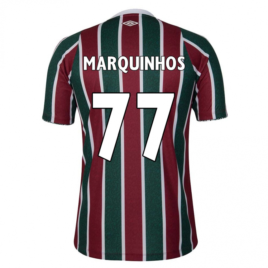 Niño Fútbol Camiseta Marquinhos #77 Verde Granate Blanco 1ª Equipación 2024/25 México