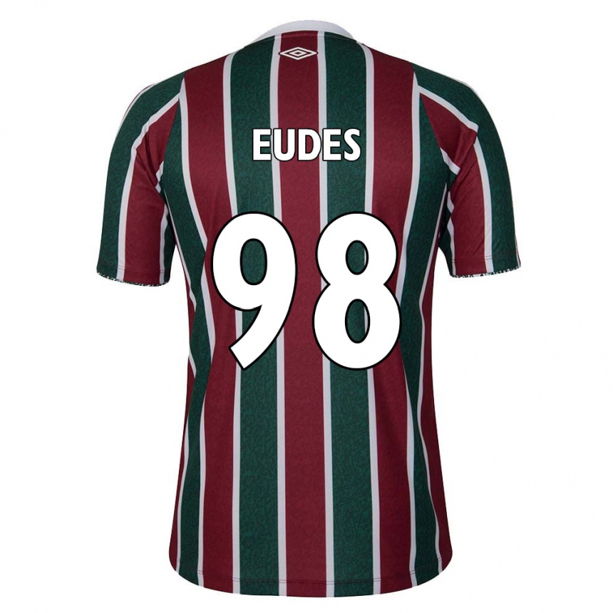 Niño Fútbol Camiseta Vitor Eudes #98 Verde Granate Blanco 1ª Equipación 2024/25 México