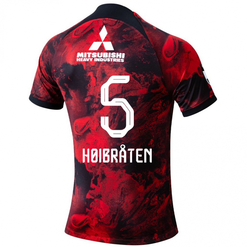 Niño Fútbol Camiseta Marius Høibråten #5 Negro Rojo 1ª Equipación 2024/25 México