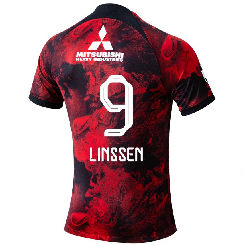 Niño Fútbol Camiseta Bryan Linssen #9 Negro Rojo 1ª Equipación 2024/25 México