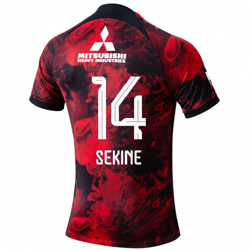 Niño Fútbol Camiseta Takahiro Sekine #14 Negro Rojo 1ª Equipación 2024/25 México