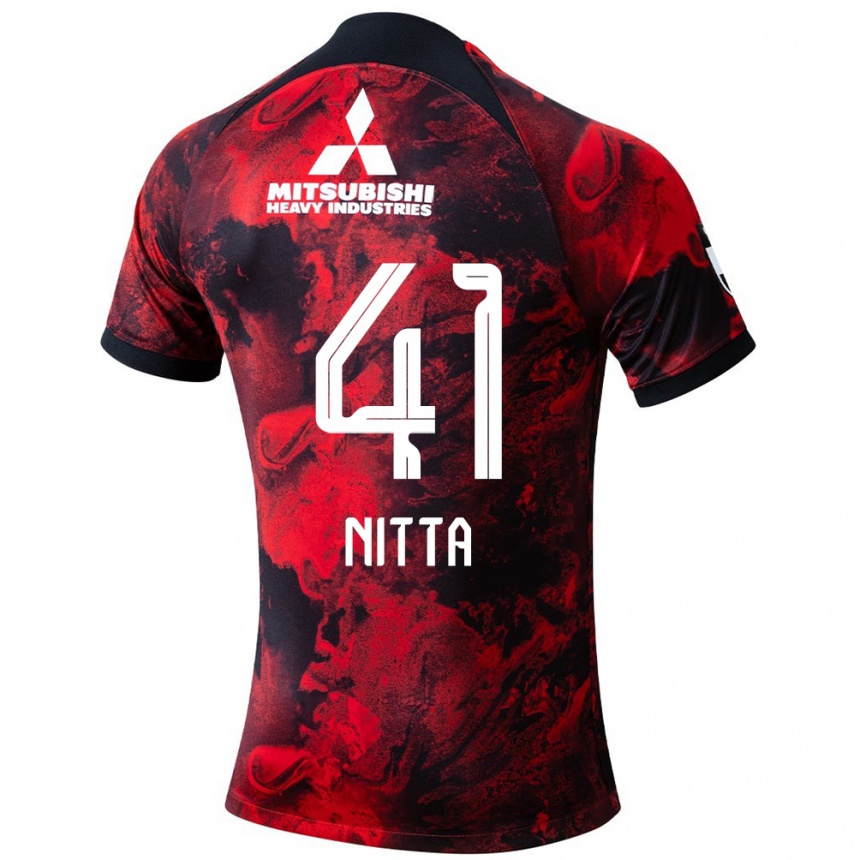 Niño Fútbol Camiseta Rio Nitta #41 Negro Rojo 1ª Equipación 2024/25 México