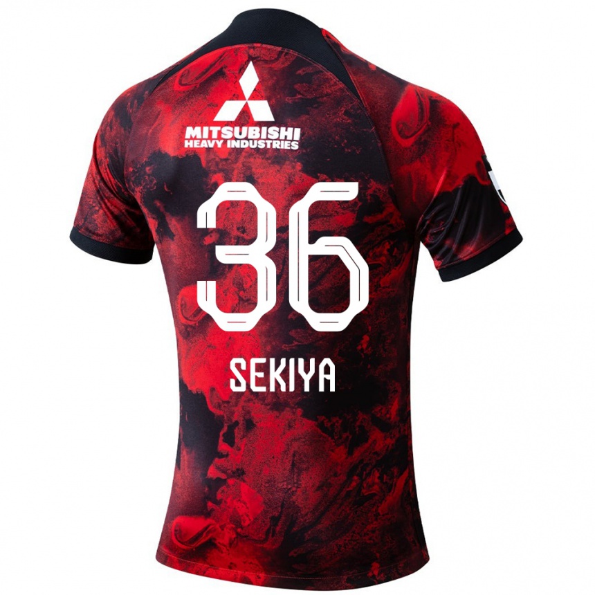 Niño Fútbol Camiseta Hikaru Sekiya #36 Negro Rojo 1ª Equipación 2024/25 México