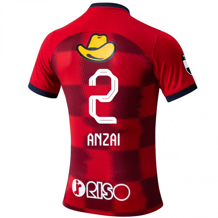 Niño Fútbol Camiseta Koki Anzai #2 Rojo Azul Blanco 1ª Equipación 2024/25 México