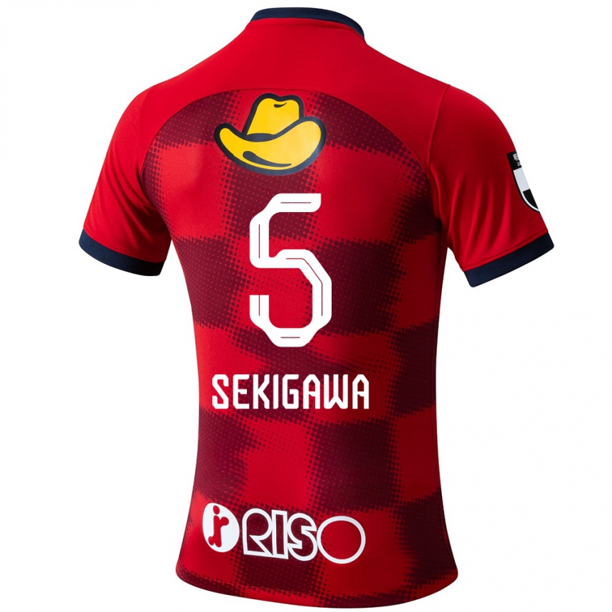 Niño Fútbol Camiseta Ikuma Sekigawa #5 Rojo Azul Blanco 1ª Equipación 2024/25 México