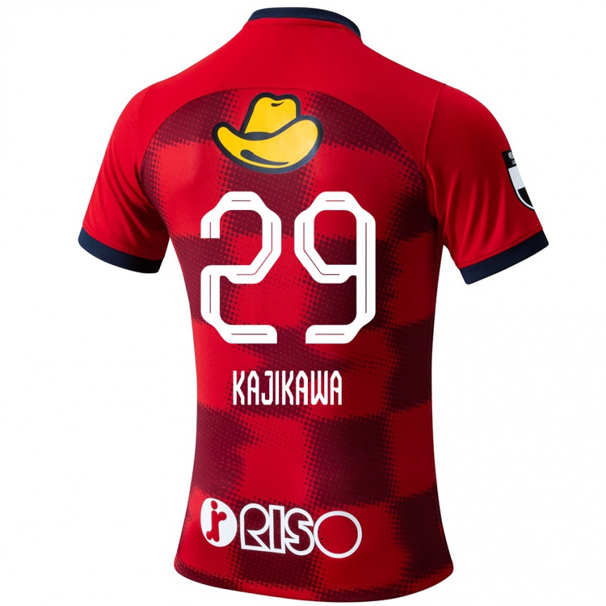 Niño Fútbol Camiseta Yuji Kajikawa #29 Rojo Azul Blanco 1ª Equipación 2024/25 México