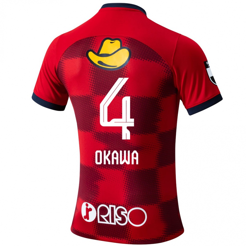 Niño Fútbol Camiseta Yugo Okawa #4 Rojo Azul Blanco 1ª Equipación 2024/25 México