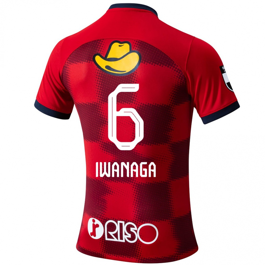 Niño Fútbol Camiseta Yoshiki Iwanaga #6 Rojo Azul Blanco 1ª Equipación 2024/25 México