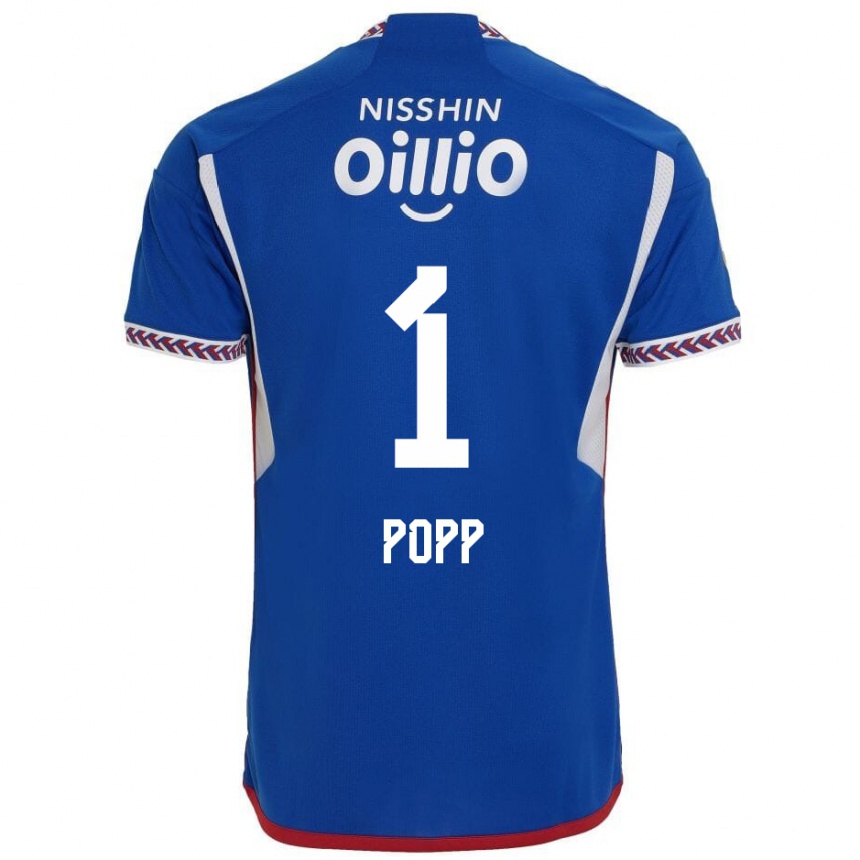 Niño Fútbol Camiseta William Popp #1 Azul Blanco Rojo 1ª Equipación 2024/25 México