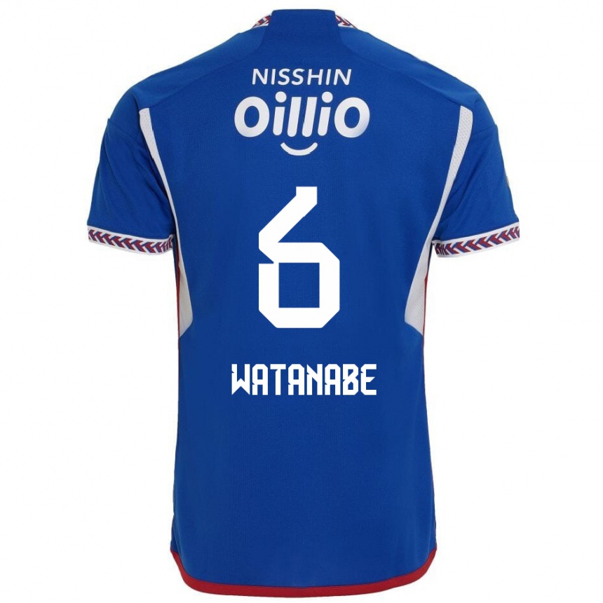 Niño Fútbol Camiseta Kota Watanabe #6 Azul Blanco Rojo 1ª Equipación 2024/25 México