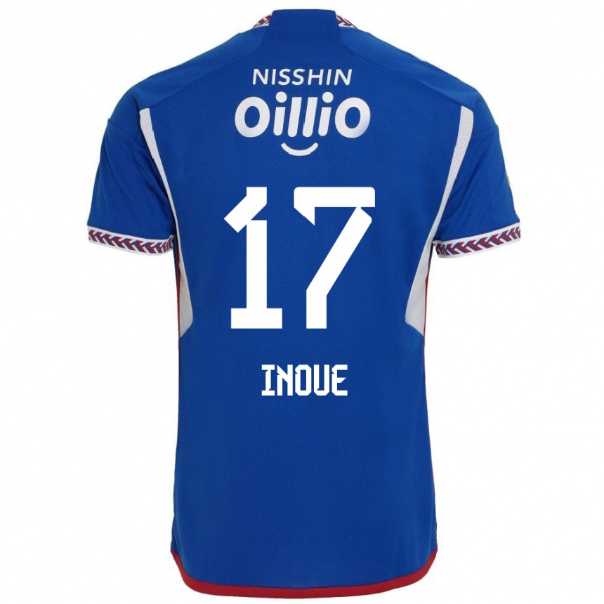 Niño Fútbol Camiseta Kenta Inoue #17 Azul Blanco Rojo 1ª Equipación 2024/25 México