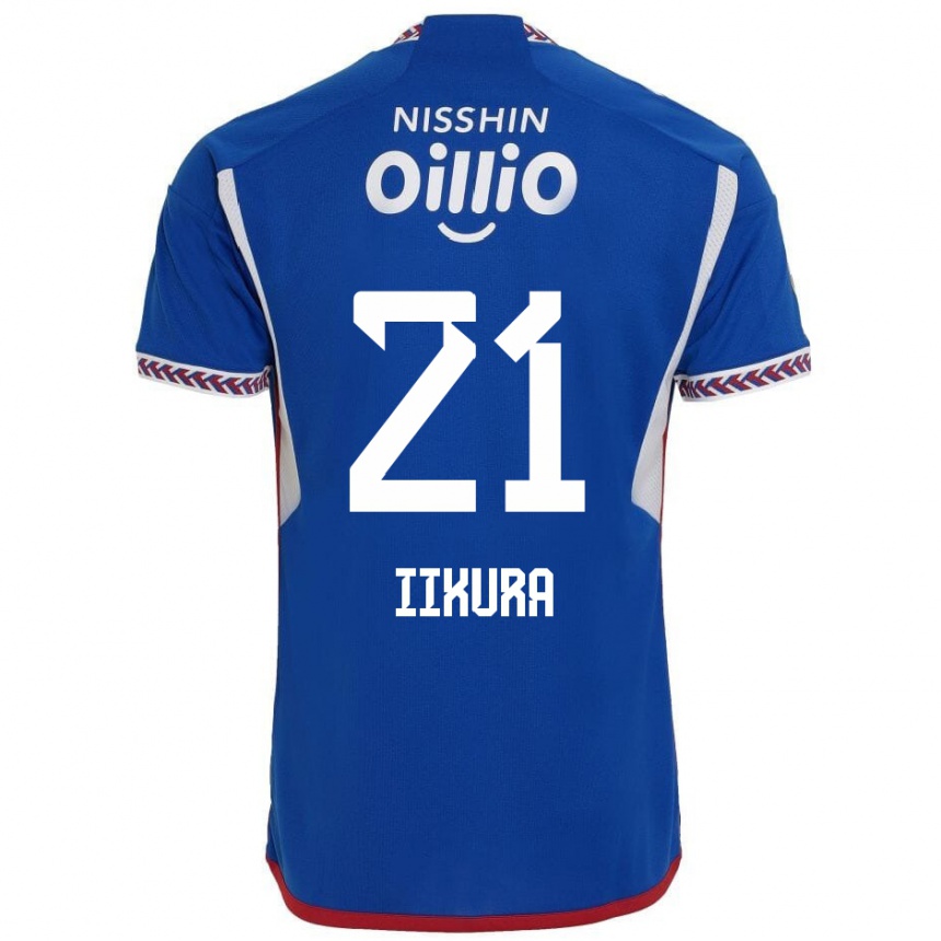 Niño Fútbol Camiseta Hiroki Iikura #21 Azul Blanco Rojo 1ª Equipación 2024/25 México