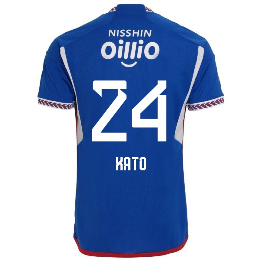 Niño Fútbol Camiseta Hijiri Kato #24 Azul Blanco Rojo 1ª Equipación 2024/25 México