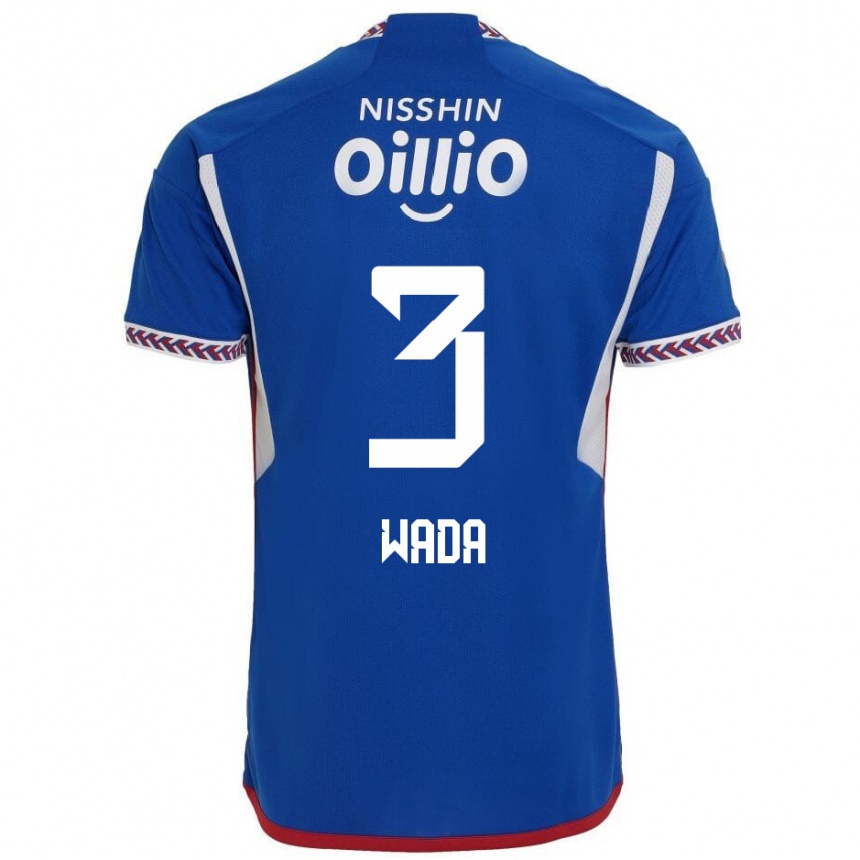 Niño Fútbol Camiseta Yusei Wada #3 Azul Blanco Rojo 1ª Equipación 2024/25 México