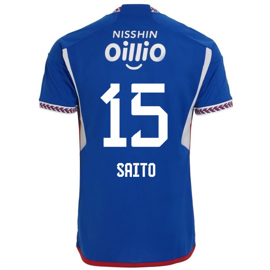 Niño Fútbol Camiseta Haru Saito #15 Azul Blanco Rojo 1ª Equipación 2024/25 México