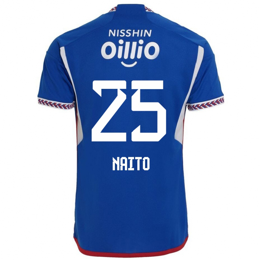 Niño Fútbol Camiseta Kiyomu Naito #25 Azul Blanco Rojo 1ª Equipación 2024/25 México