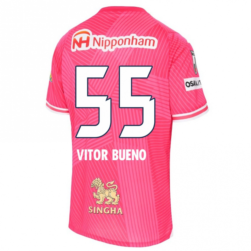 Niño Fútbol Camiseta Vitor Bueno #55 Rosa Blanco 1ª Equipación 2024/25 México