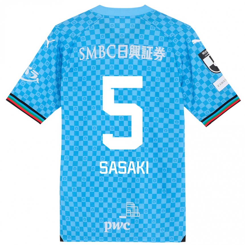 Niño Fútbol Camiseta Asahi Sasaki #5 Azul Celeste 1ª Equipación 2024/25 México