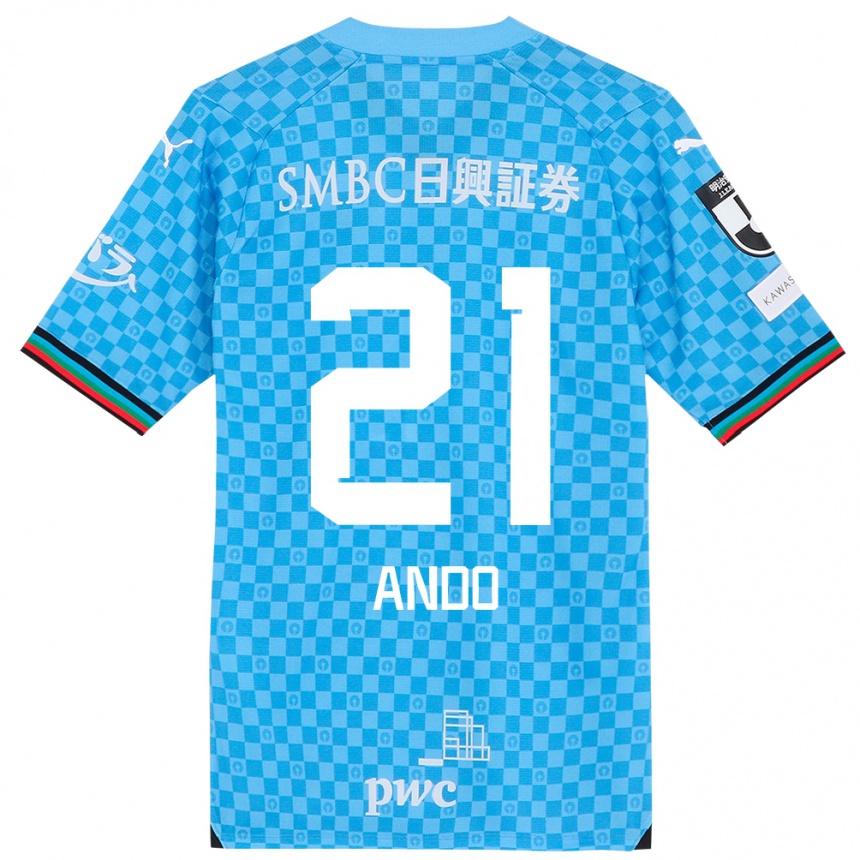 Niño Fútbol Camiseta Shunsuke Ando #21 Azul Celeste 1ª Equipación 2024/25 México