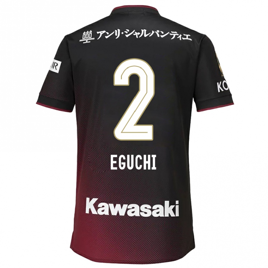 Niño Fútbol Camiseta Takuma Eguchi #2 Negro Rojo 1ª Equipación 2024/25 México