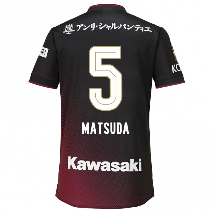 Niño Fútbol Camiseta Shido Matsuda #5 Negro Rojo 1ª Equipación 2024/25 México