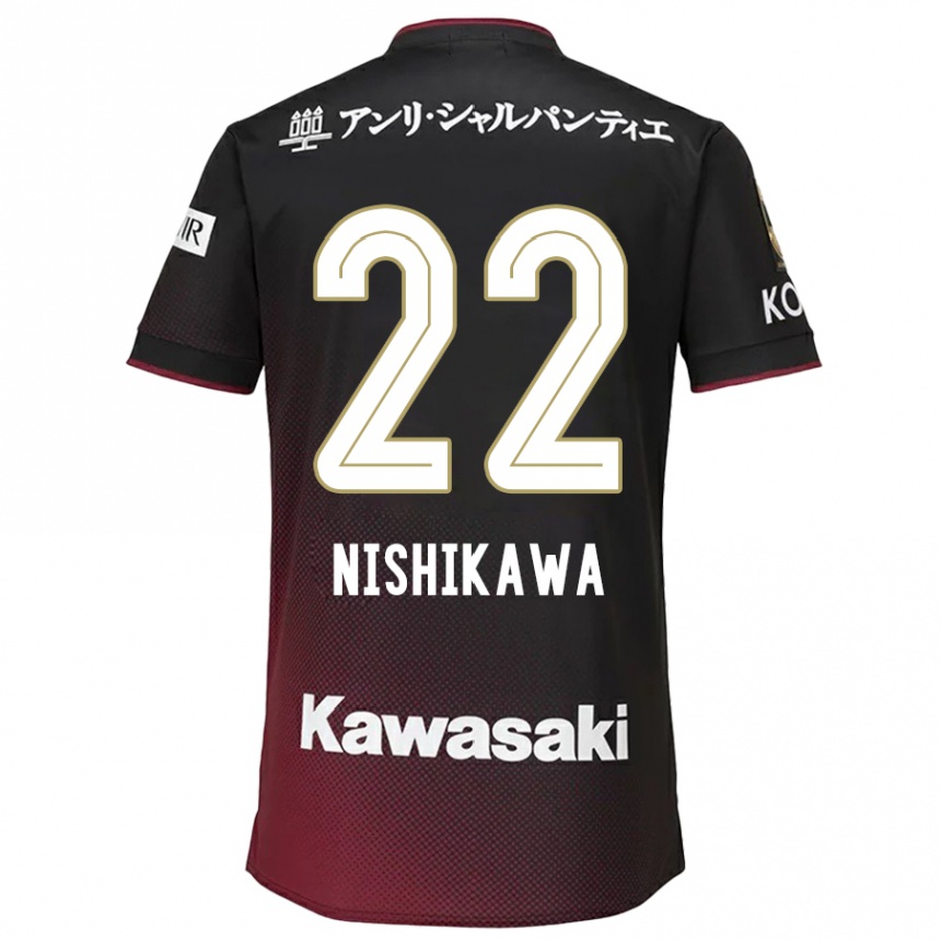 Niño Fútbol Camiseta Aiku Nishikawa #22 Negro Rojo 1ª Equipación 2024/25 México