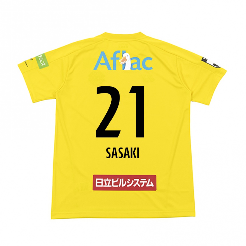 Niño Fútbol Camiseta Masato Sasaki #21 Amarillo Negro 1ª Equipación 2024/25 México