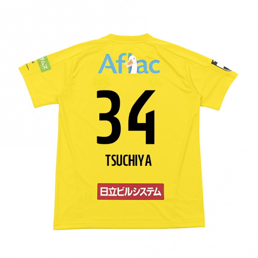 Niño Fútbol Camiseta Takumi Tsuchiya #34 Amarillo Negro 1ª Equipación 2024/25 México