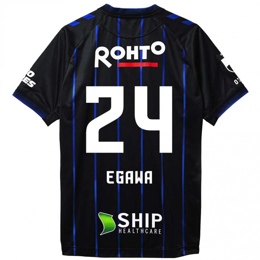 Niño Fútbol Camiseta Yusei Egawa #24 Azul Negro 1ª Equipación 2024/25 México