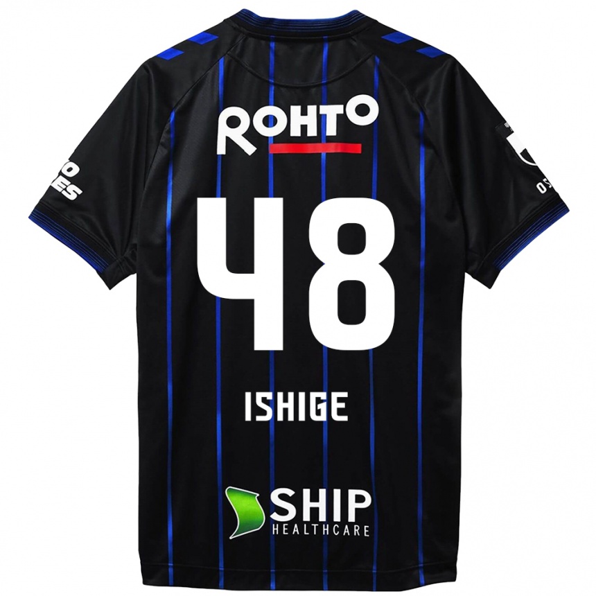 Niño Fútbol Camiseta Hideki Ishige #48 Azul Negro 1ª Equipación 2024/25 México