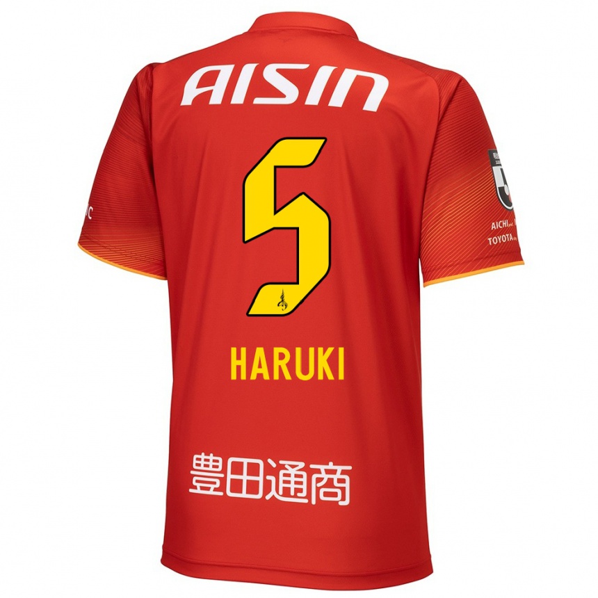 Niño Fútbol Camiseta Haruki Yoshida #5 Rojo Blanco Amarillo 1ª Equipación 2024/25 México