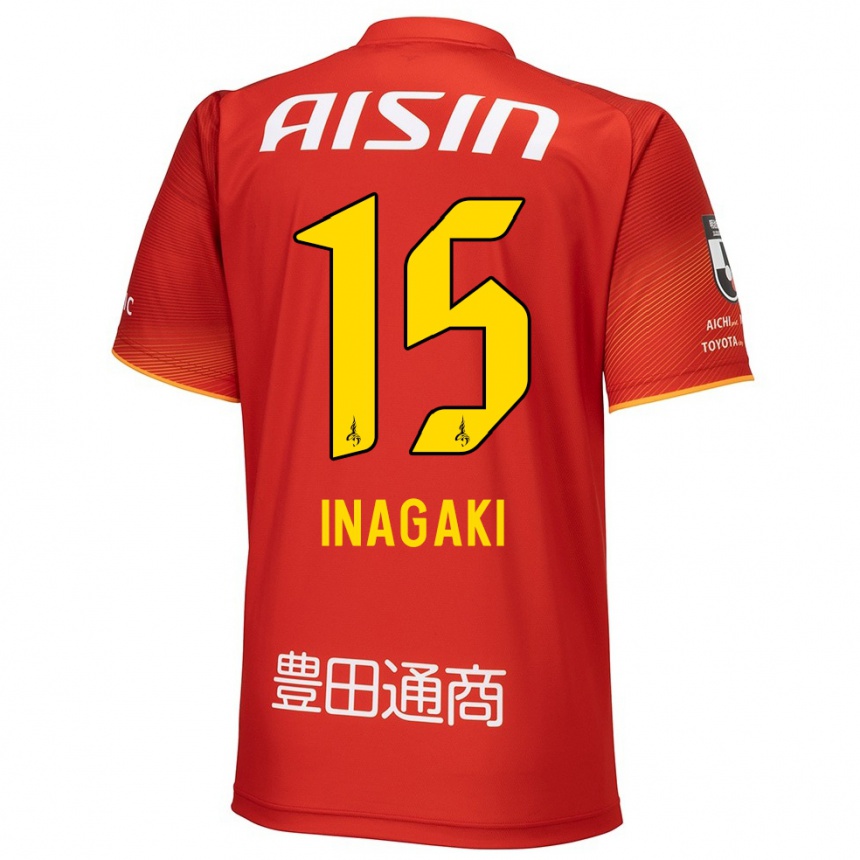 Niño Fútbol Camiseta Sho Inagaki #15 Rojo Blanco Amarillo 1ª Equipación 2024/25 México