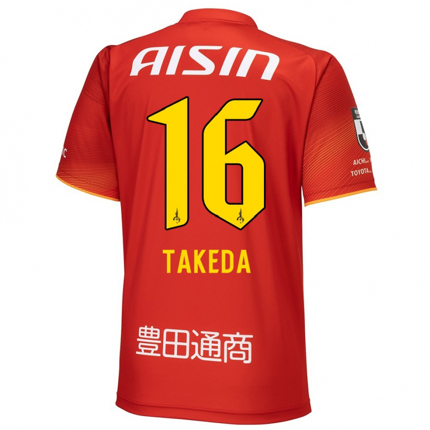 Niño Fútbol Camiseta Yohei Takeda #16 Rojo Blanco Amarillo 1ª Equipación 2024/25 México