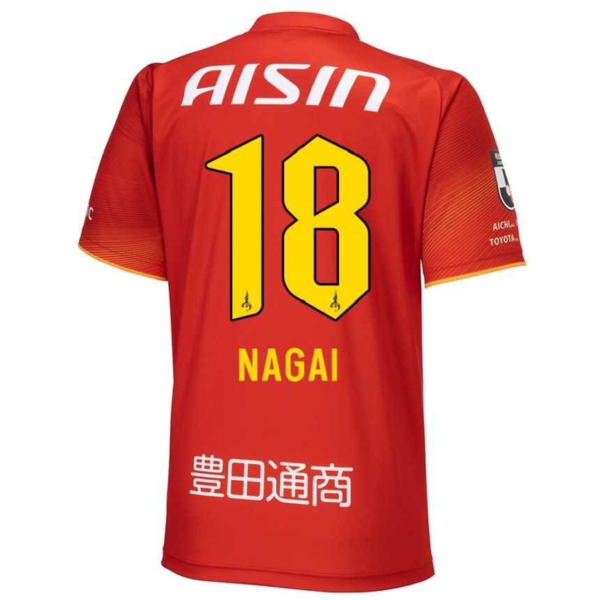 Niño Fútbol Camiseta Kensuke Nagai #18 Rojo Blanco Amarillo 1ª Equipación 2024/25 México