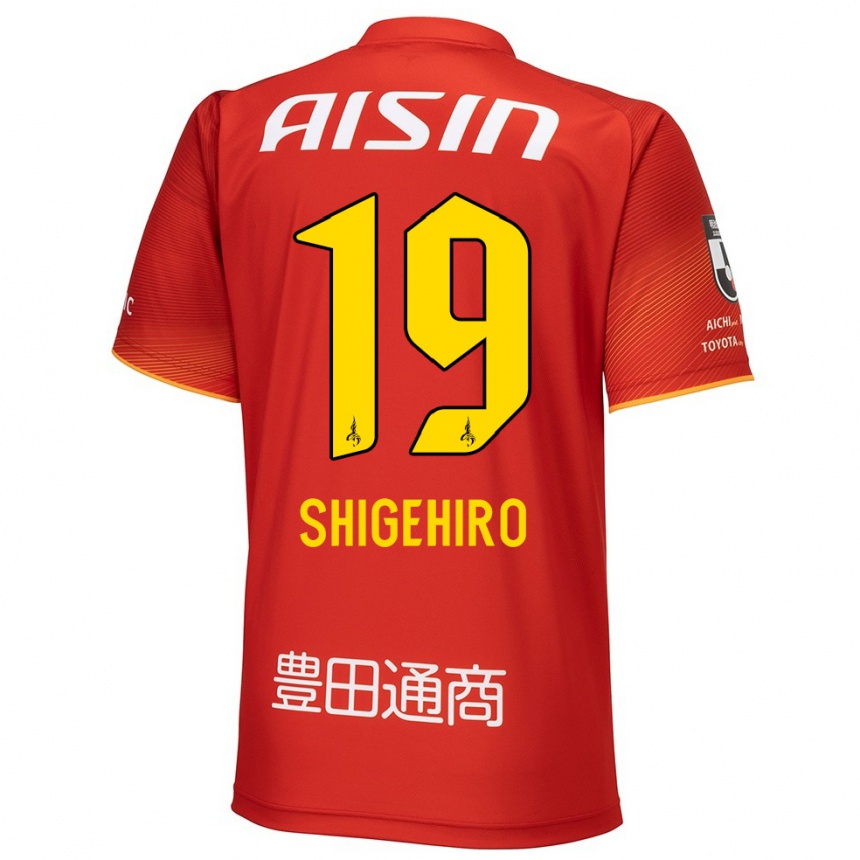 Niño Fútbol Camiseta Takuya Shigehiro #19 Rojo Blanco Amarillo 1ª Equipación 2024/25 México