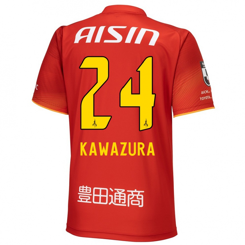 Niño Fútbol Camiseta Akinari Kawazura #24 Rojo Blanco Amarillo 1ª Equipación 2024/25 México